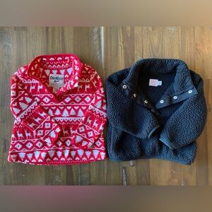 OshKosh - Bundle - Red and Black Fleece Zip & Wonder Nation Black Sherpa - 18 M